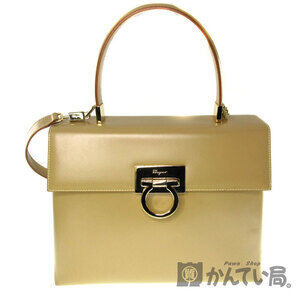 Salvatore Ferragamo Leather Handbag Beige bag shoulder the